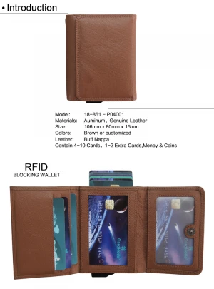 High Quality Credit Card Holder Style Bifold Genuine Leather Wallet Rfid Blocking Wallets