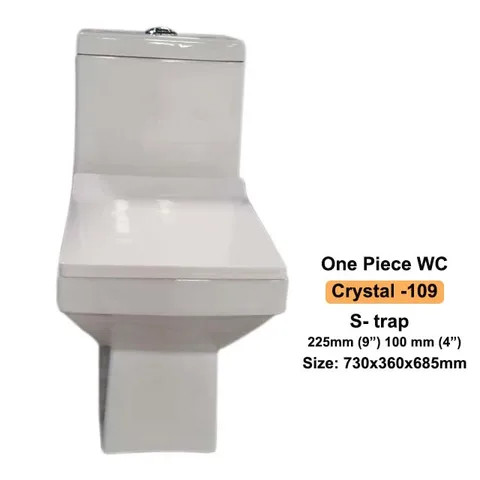 High Quality Crystal-109 Ceramic White One-Piece WC Toilet Seat Soft Closing Cover with Modern Design for Bathrooms