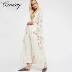 high quality elegant white lace beach wedding wrap dress