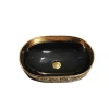 High quality fashion luxury ceramic electroplating gold and black no hole wash basin for hotel