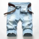 High Quality Summer Denim Shorts Male Jeans Men Short Pants Young Jeans Fit Skinny Breathable Five Trousers