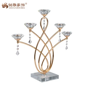 home accessories crystal candle holder gold silber wedding decorated glass candlesticks