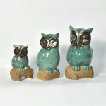 Home Furnishing decoration blue Ceramic Owl