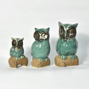Home Furnishing decoration blue Ceramic Owl