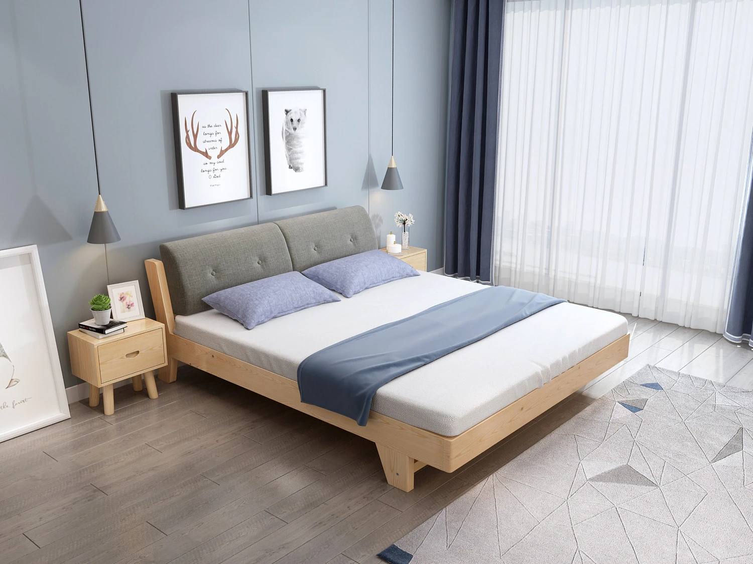 Home Furniture Factory Direct Fell Modern Bedroom Furniture Double Bed