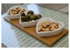 Home Treats White Heart Shaped Dip Bowls With Wooden Serving Tray Ceramic Set of 3