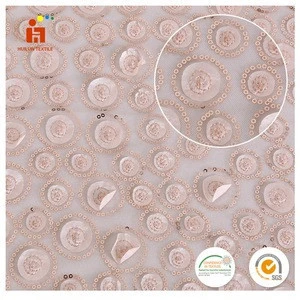 hot sale 3D flower laser embroidery fabric with sequin for women dress
