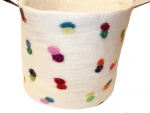 hot sale Handmade Felt Baskets Felt Bubble Basket with leather holding used for Laundry / Storage