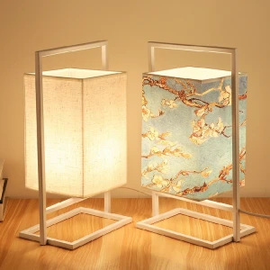 hot-sale modern Japan Simple  home decor base table lamp fabric lampshade bedroom desk light living dedside room lamps classics