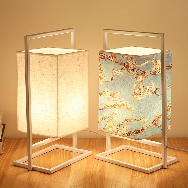 hot-sale modern Japan Simple  home decor base table lamp fabric lampshade bedroom desk light living dedside room lamps classics