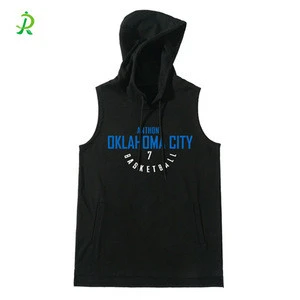 hot sale quality men pullover basketball wear sleeveless hoodie