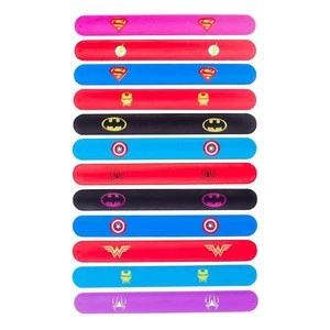 Hot sell print superhero logo Silicone Slap wristband batman bracelet Halloween decoration cosplay accessories