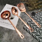 Hot Selling 3 Pcs Gold Color Cooking Tool Sets Kitchen utensils Shovel Soup Spoon Sauce spoon Stainless Steel Kitchen ware