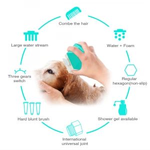 Hot Selling Artificial Hand-Held Pet Bath Shower Water And Shower Gel Distribution Pet Massage Shower Dog Bath Supplies