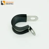 Hot selling fixing cable pipe clamps rubber cushion p shape type carbon steel tube hose clamp