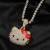 Import iced Out Zircon Gold cute cartoon cat pendant hip hop Hello Cat Kitty Pendant Chain Necklace women from China