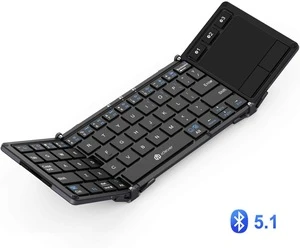 iClever Bluetooth Keyboard BK08 Folding Keyboard with Sensitive Touchpad (Sync Up to 3 Devices) Tri-Folded Pocket-Sized