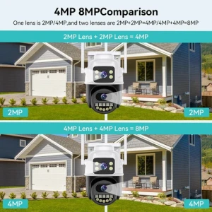 ICSEE APP HD 4K 8MP WIFI PTZ IP  Dual Lens Smart Home Night Vision Human Detection Outdoor CCTV Security Camera