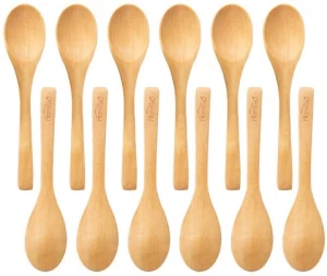 In Stock Wooden Spoon Custom Logo Bamboo Wooden Tasting Spoons Eco Baking Serving Utensils Small Condiments Wood Spoon