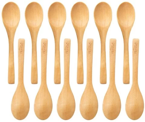 In Stock Wooden Spoon Custom Logo Bamboo Wooden Tasting Spoons Eco Baking Serving Utensils Small Condiments Wood Spoon