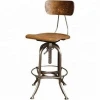 Industrial &amp; vintage rusty black iron metal Bar chair with wooden seat &amp; back