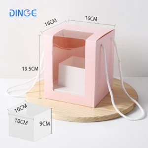 INS portable flower box one side pvc window transparent floral box white valentines day mothers day flower gift box