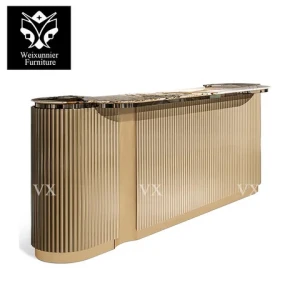 Italian luxury restaurant bar counter for sale marble bar counter around vertical line design stainless steel wine bar counter