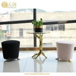 Italian Modern Design Gold Copper Metal Feet Della Mongolian Pouf Ottoman Stool