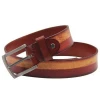 Italy 100% top Cow Hide Leather Belts Contrast Color Red And Yellow Vintage Pin Alloy Buckle Genuine Wide Leather Belt