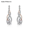 Jewelry Manufacturer Silver 925 clear Cubic zirconia Drop Earrings for women