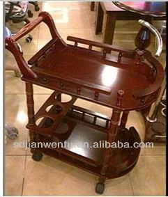 JIanWenFu 2 tier Hotel Dining Car&Serving-cart wooden tea trolley #907