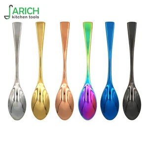 (JYKT-CS007) Wholesale stainless steel titanian coating colorful chef spoon quenelle rocher spoon with deep bowl
