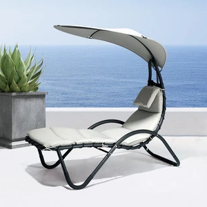 KD Unique Design Poolside Patio Outdoor Steel Chaise Lounge with Comfortable Cushion Dream Bed with Canopy