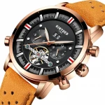 KINYUED Mens Mechanical Watches Luxury Tourbillon Automatic Skeleton Calendar Watch Men