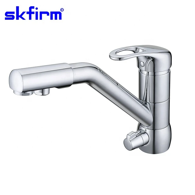 Kitchen Faucet Chrome Dual Spout Drinking Water Filter Brass Purifier Vessel Sink Mixer Tap Basin Faucets Thermostatic Faucets