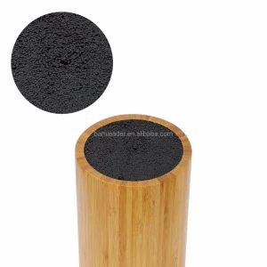 Kitchen Round Knife Block Bamboo Silicone Knife Holder with Non-skid Rubber Feet