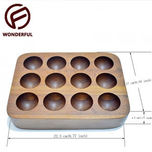 Kitchenware personalized square shape carbonized beech wood egg cup elegant brown egg holder