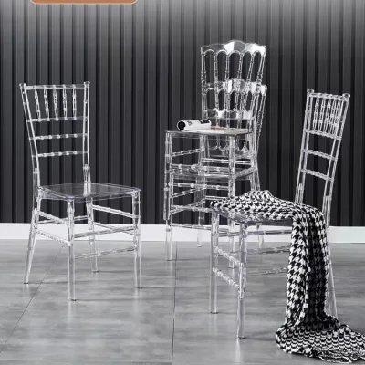 Knock-Down Design Clear Crystal Acrylic Banquet Furniture Dining Chiavari Crown Wedding Chair