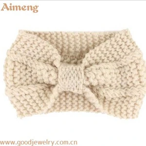 Ladies winter warm wool corn grain bow knitting hair ribbon