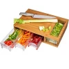 Large Bamboo Cutting Board Chopping Blocks with Trays Draws Wood Butcher Block with 4 Drawers