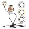 Led Selfie light ring for live broadcast /flexible selfie stand Led ring light with clip cell phone holder for iPhone 11 12 Pro