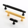 LEEDIS Wholesale Knurling Brass Solid Furniture Hardware Cabinet Drawer Handle And Knob Wardrobe Pulls T Shape Dresser Handles