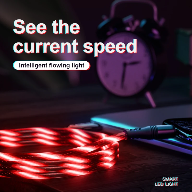 Lm3A Power4 2020 New Product Phone Accessories Led Visible Flowing Light Magnetic Charging Usb Cable With Connectors