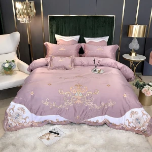 luxury african lace queen embroider duvet covers bed linen set