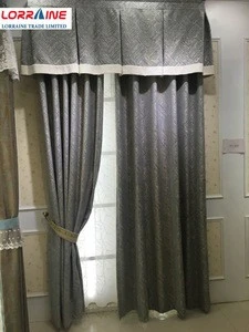 Luxury chenille african fabric wholesale finished curtains with valance
