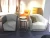 Luxury designs brass living room velvet sofa arm chair
