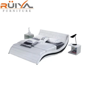 Luxury furniture modern bedroom bed set double size leather bed