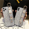 Luxury glitter bling bees soft TPU mobile phone case for iphone 11 pro max 6s 7 8 plus xr xs max Girl phone holder wrist strap