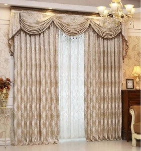 Luxury jacquard curtain,curtains with attached valance