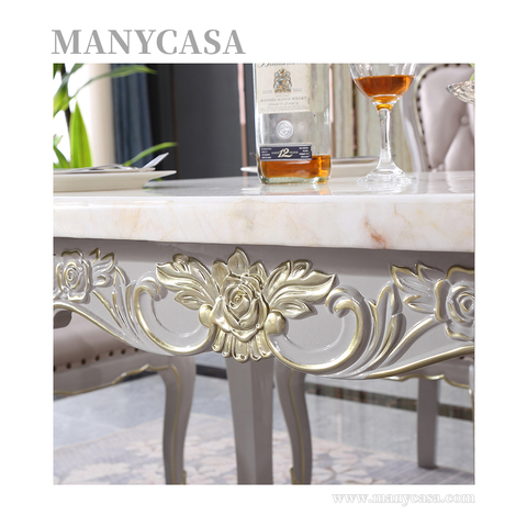 Buy Luxury Marble Top Dining Table Antique French Provincial Wood